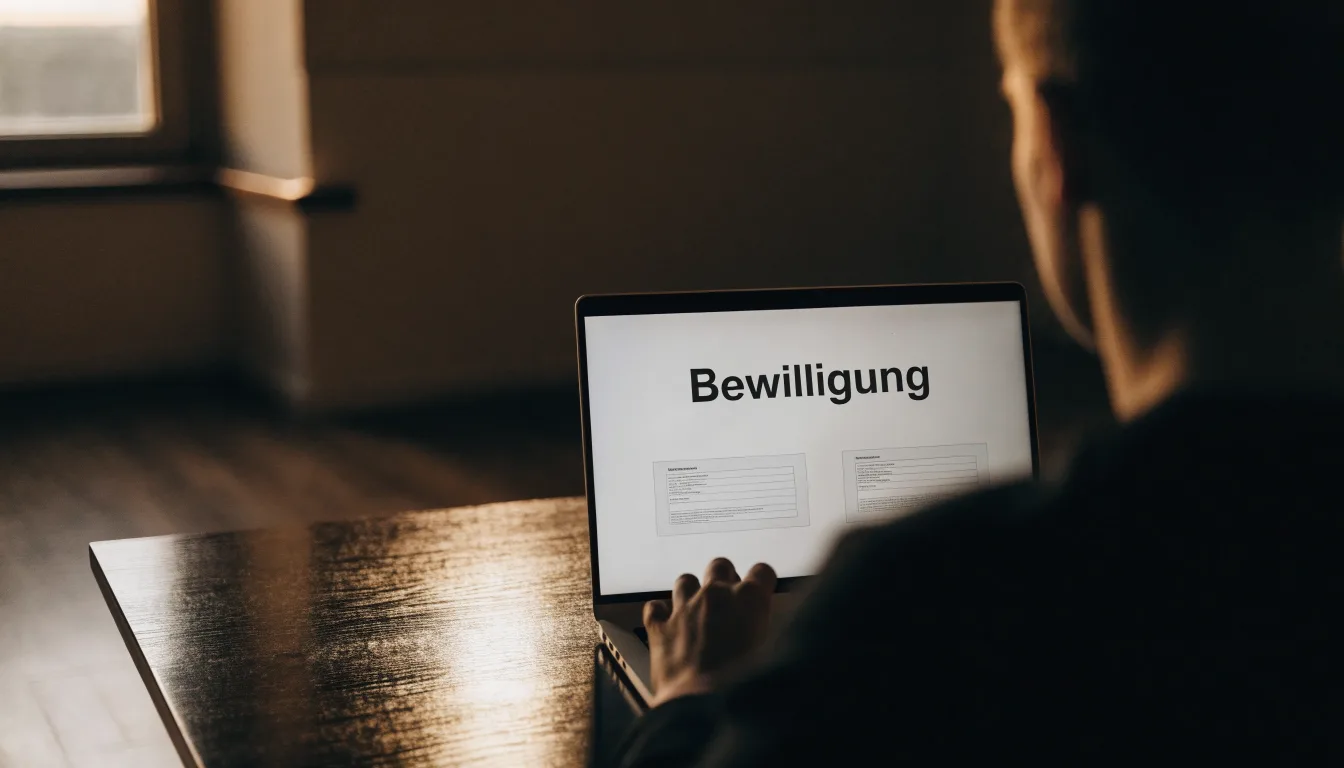 Eine breite Steintreppe führt zu einem hohen Portal aus dunklem Holz, das Licht der Dämmerung liegt auf den Stufen.